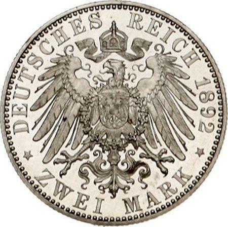 Reverso 2 marcos 1892 A "Prusia" - valor de la moneda de plata - Alemania, Imperio alemán