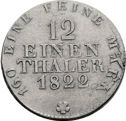 Rewers monety - 1/12 Thaler 1822 I.G.S. - cena srebrnej monety - Saksonia-Albertyna, Fryderyk August I