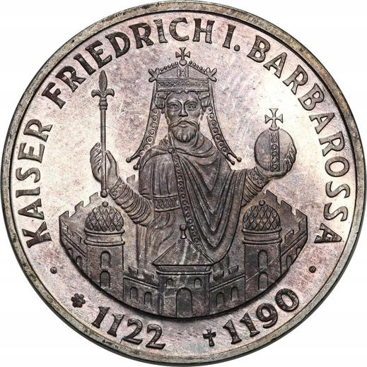 Obverse 10 Mark 1990 F "Frederick Barbarossa" - Silver Coin Value - Germany, FRG