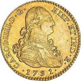 Obverse 2 Escudos 1791 S C - Gold Coin Value - Spain, Charles IV