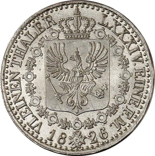 Reverso 1/6 tálero 1826 A - valor de la moneda de plata - Prusia, Federico Guillermo III