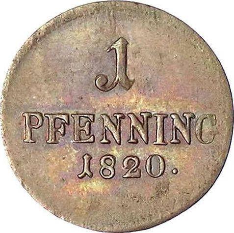 Реверс монеты - 1 пфенниг 1820 года - цена  монеты - Бавария, Максимилиан I