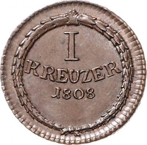 Реверс монеты - 1 крейцер 1808 года - цена  монеты - Баден, Карл Фридрих