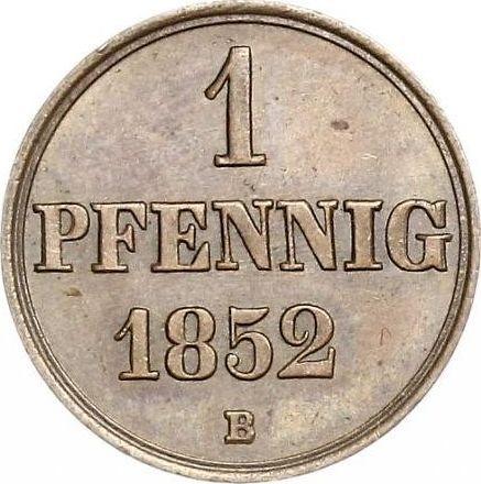 Reverso 1 Pfennig 1852 B - valor de la moneda  - Hannover, Jorge V