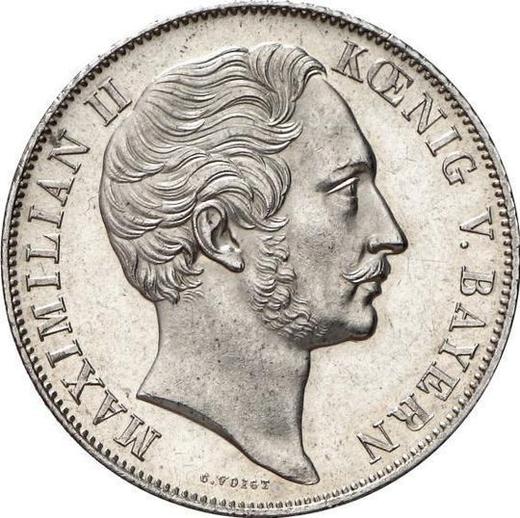 Аверс монеты - 2 гульдена 1854 года - цена серебряной монеты - Бавария, Максимилиан II