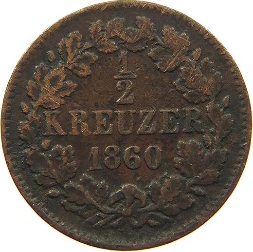 Rewers monety - 1/2 krajcara 1860 - cena  monety - Badenia, Fryderyk I