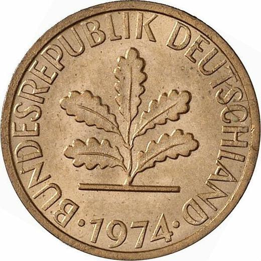 Reverso 1 Pfennig 1974 F - valor de la moneda  - Alemania, RFA