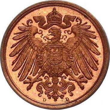 Реверс монеты - 1 пфенниг 1910 года D "Тип 1890-1916" - цена  монеты - Германия, Германская Империя