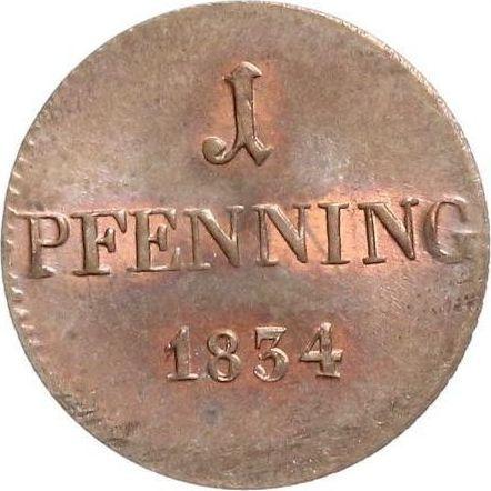 Reverso 1 Pfennig 1834 - valor de la moneda  - Baviera, Luis I