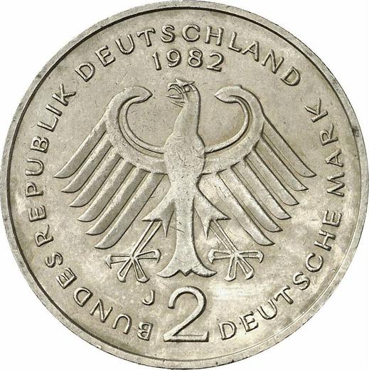 Reverso 2 marcos 1982 J "Konrad Adenauer" - valor de la moneda  - Alemania, RFA