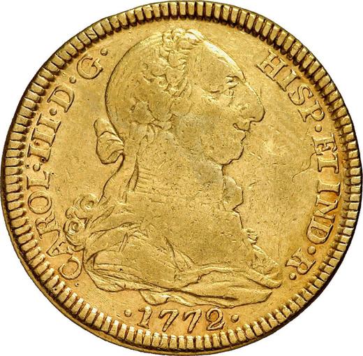 Awers monety - 4 escudo 1772 Mo FM - cena złotej monety - Meksyk, Karol III