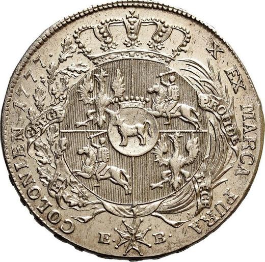 Реверс монеты - Талер 1777 года EB LITH - цена серебряной монеты - Польша, Станислав II Август