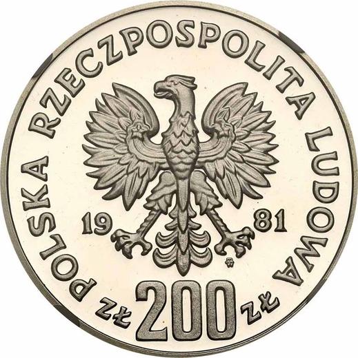 Reverso Pruebas 200 eslotis 1981 MW "Vladislao I Herman" Plata - valor de la moneda de plata - Polonia, República Popular