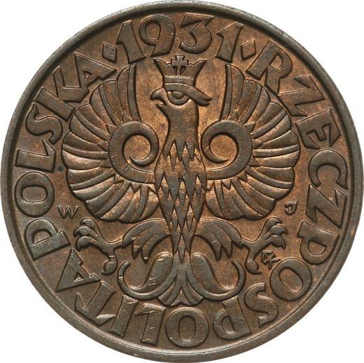 Аверс монеты - 5 грошей 1931 года WJ - цена  монеты - Польша, II Республика