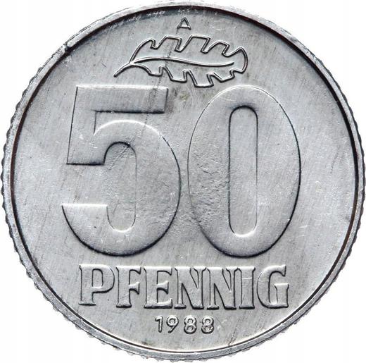 Anverso 50 Pfennige 1988 A - valor de la moneda  - Alemania, República Democrática Alemana (RDA)