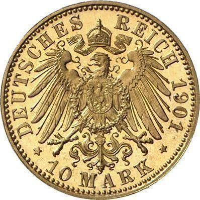 Реверс монеты - 10 марок 1901 года A "Пруссия" - цена золотой монеты - Германия, Германская Империя
