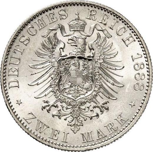 Reverso 2 marcos 1888 A "Prusia" - valor de la moneda de plata - Alemania, Imperio alemán