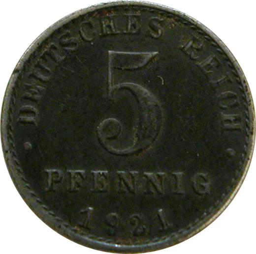 Аверс монеты - 5 пфеннигов 1921 года A - цена  монеты - Германия, Германская Империя