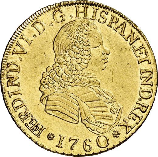 Anverso 8 escudos 1760 So J - valor de la moneda de oro - Chile, Fernando VI