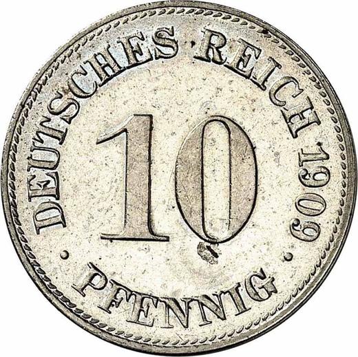 Anverso 10 Pfennige 1909 D "Tipo 1890-1916" - valor de la moneda  - Alemania, Imperio alemán