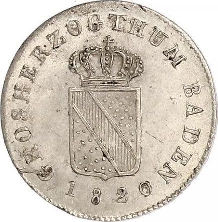 Anverso 3 kreuzers 1820 "Tipo 1820-1825" - valor de la moneda de plata - Baden, Luis I