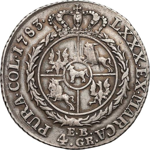 Реверс монеты - Злотовка (4 гроша) 1783 года EB - цена серебряной монеты - Польша, Станислав II Август