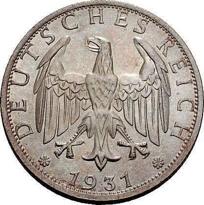 Anverso 2 Reichsmarks 1931 D - valor de la moneda de plata - Alemania, República de Weimar