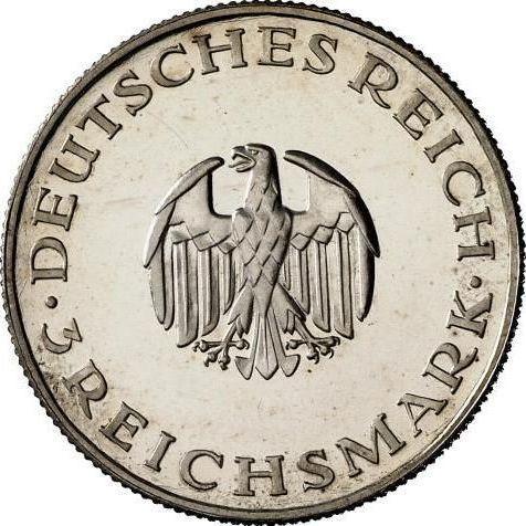Anverso 3 Reichsmarks 1929 E "Lessing" - valor de la moneda de plata - Alemania, República de Weimar