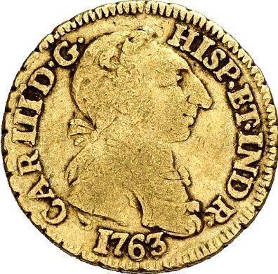Awers monety - 1 escudo 1763 Mo MM - cena złotej monety - Meksyk, Karol III