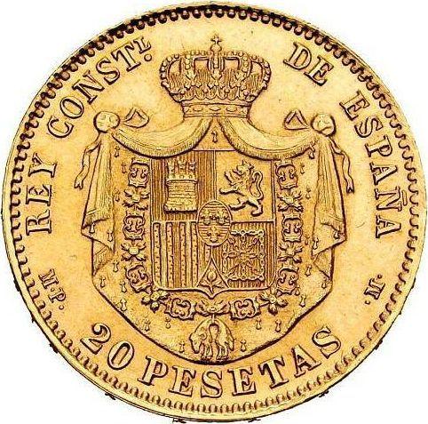 Реверс монеты - 20 песет 1896 года MPM Новодел - цена золотой монеты - Испания, Альфонсо XIII