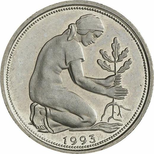 Rewers monety - 50 fenigów 1993 G - cena  monety - Niemcy, RFN