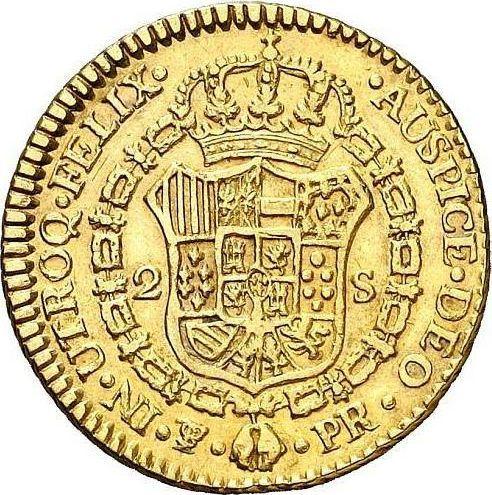 Revers 2 Escudos 1793 PTS PR - Goldmünze Wert - Bolivien, Karl IV