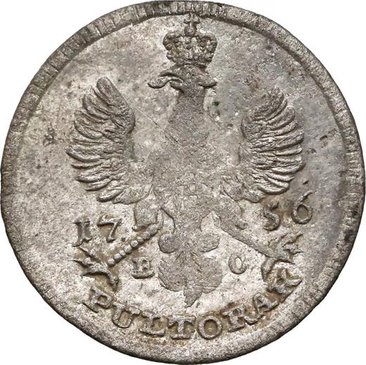 Rewers monety - Półtorak 1756 EC "Koronny" - cena srebrnej monety - Polska, August III