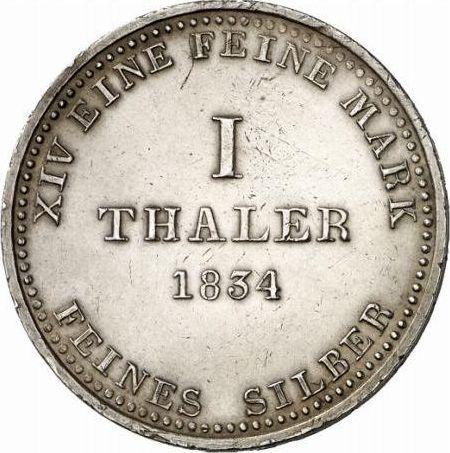 Revers Taler 1834 A "Typ 1834-1835" - Silbermünze Wert - Hannover, Wilhelm IV