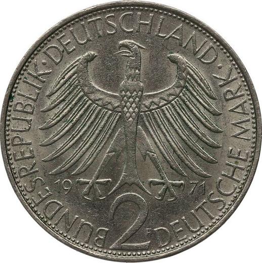 Rewers monety - 2 marki 1971 F "Max Planck" - cena  monety - Niemcy, RFN
