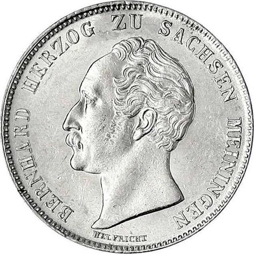 Аверс монеты - 1/2 гульдена 1843 года - цена серебряной монеты - Саксен-Мейнинген, Бернгард II