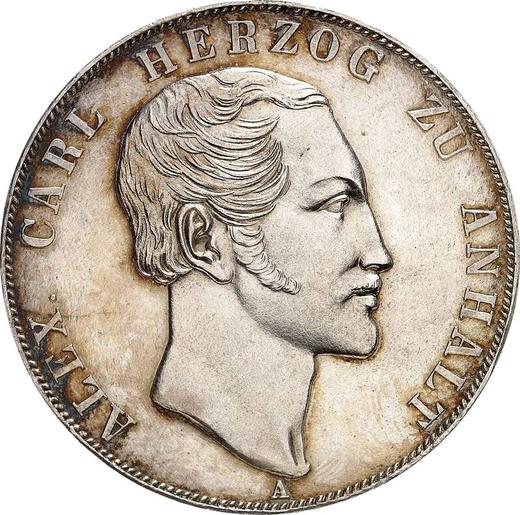 Anverso 2 táleros 1855 A - valor de la moneda de plata - Anhalt-Bernburg, Alejandro Carlos