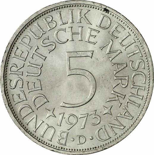 Аверс монеты - 5 марок 1973 года D - цена серебряной монеты - Германия, ФРГ