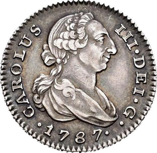 Аверс монеты - 1 реал 1787 года M DV - цена серебряной монеты - Испания, Карл III
