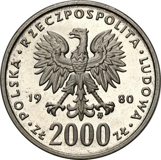 Awers monety - PRÓBA 2000 złotych 1980 MW "Kazimierz I Odnowiciel" Nikiel - cena  monety - Polska, PRL
