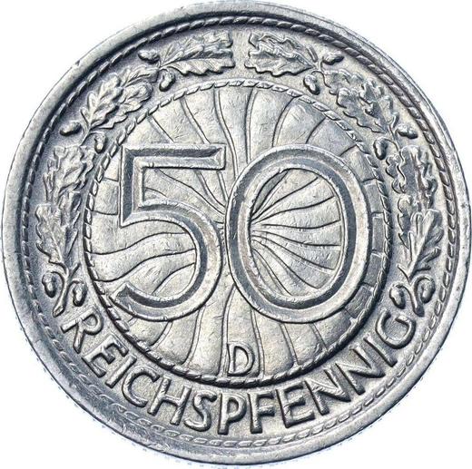 Реверс монеты - 50 рейхспфеннигов 1935 года D - цена  монеты - Германия, Bеймарская республика