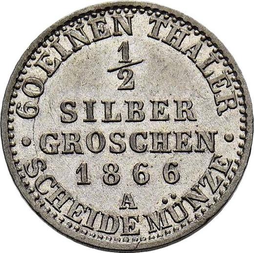 Rewers monety - 1/2 silbergroschen 1866 A - cena srebrnej monety - Prusy, Wilhelm I
