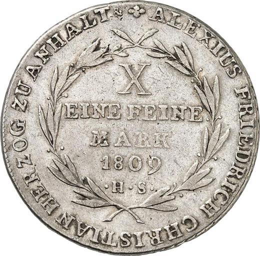 Реверс монеты - Талер 1809 года HS - цена серебряной монеты - Ангальт-Бернбург, Алексиус Фридрих Кристиан