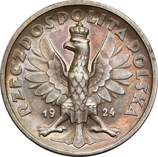Аверс монеты - Пробные 2 злотых 1924 года - цена серебряной монеты - Польша, II Республика