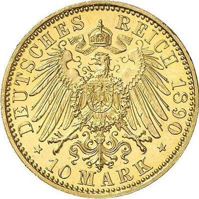 Rewers monety - 10 marek 1890 A "Meklemburgii-Schwerin" - cena złotej monety - Niemcy, Cesarstwo Niemieckie