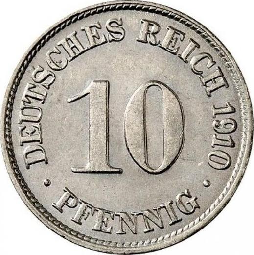 Аверс монеты - 10 пфеннигов 1910 года D "Тип 1890-1916" - цена  монеты - Германия, Германская Империя