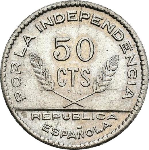 Revers 50 Centimos 1937 PJR "Santander, Palencia und Burgos" - Münze Wert - Spanien, II Republik