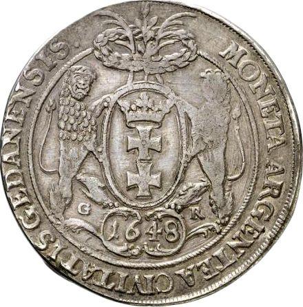 Rewers monety - Talar 1648 GR "Gdańsk" - cena srebrnej monety - Polska, Władysław IV