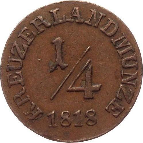 Reverso 1/4 Kreuzer 1818 - valor de la moneda  - Sajonia-Meiningen, Bernardo II