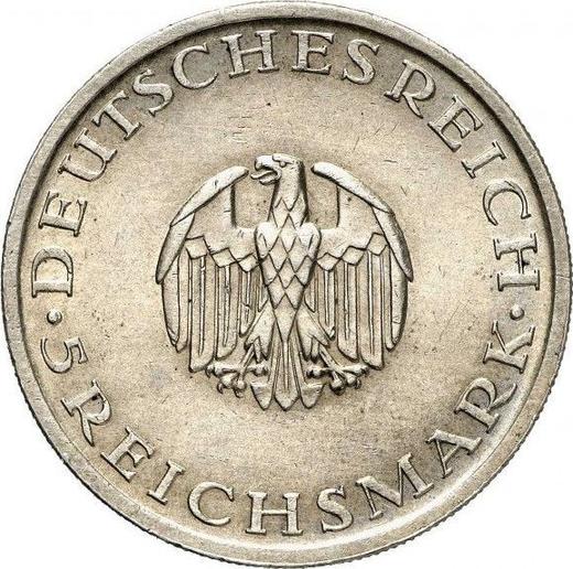 Awers monety - 5 reichsmark 1929 A "Lessing" - cena srebrnej monety - Niemcy, Republika Weimarska